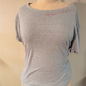 Belle Du Jour Heather Gray Tee with Red Script